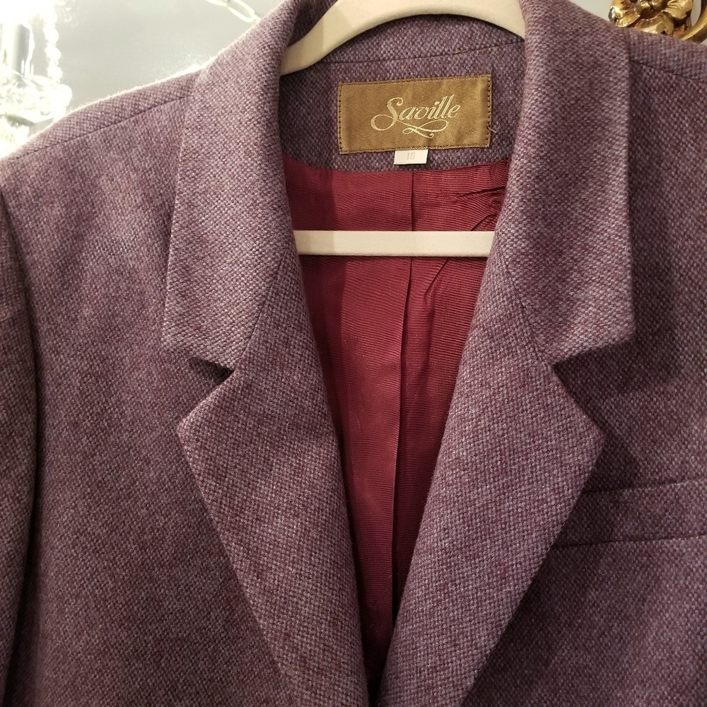 Saville Wool Pencil Skirt Suit Aubergine Burgundy